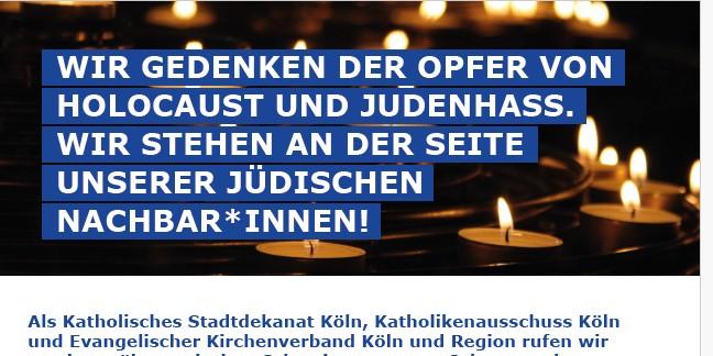 Einladung zum ökumenischen Schweigegang zum Jahrestag der Pogromnacht vor 87 Jahren